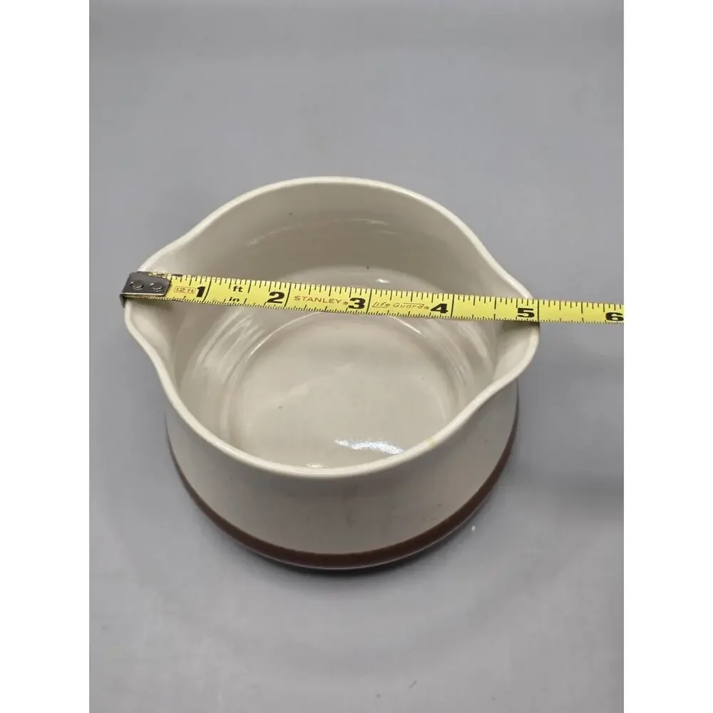 Vtg The Woodhaven Collection Stoneware Double Spout Gravy Boat Japan Brown Band